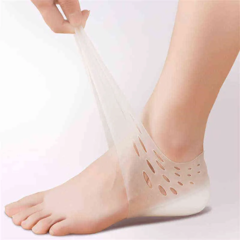 Unisex Invisible Height Lifting Increase Insoles Silicone Elastic Heel Pad Foot Protection Men Women Heel Cushion Hidden Insole H1106