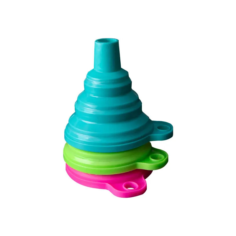 Entonnoir pliable en Silicone à Long col, outil de cuisine, passoire à huile, créatif, remplissage de liquide domestique, Portable, pliable, Mini petit Gadget, 3 couleurs