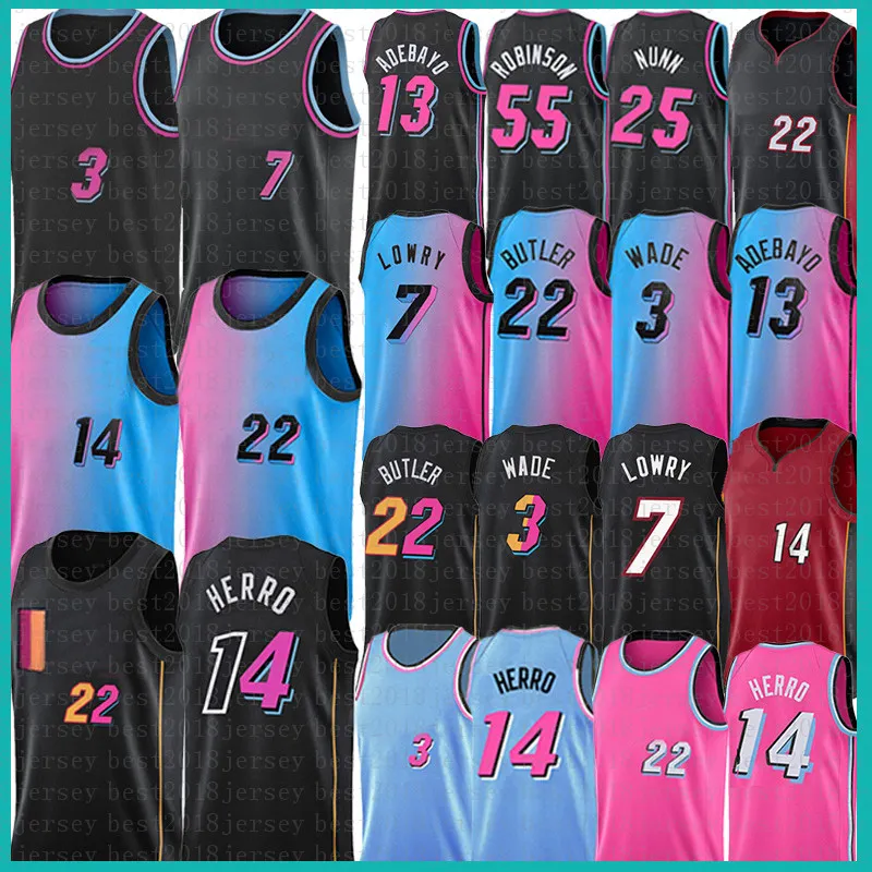 Heren Jeugd Kinderen Tyler Herro Jimmy Butler Basketbal Jersey 14 22 3 7 Bam Adebayo Dwayne Dwyane Wade Kyle Lowry Jerseys Robinson 13 55 75e verjaardag