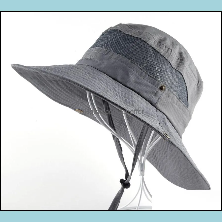 Sun Hat men Bucket Hats women Summer Fishin Cap Wide Brim UV Protection Flap Hat Breathable mesh bone gorras Beach hat men C0305 Y0910