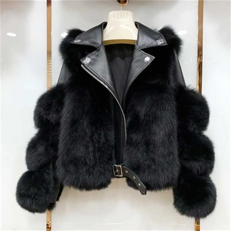 Verkliga pälsrockar med äkta fårskinnskinn Pärlskinns naturlig pälsjacka Outwear Luxury Women Winter 211110