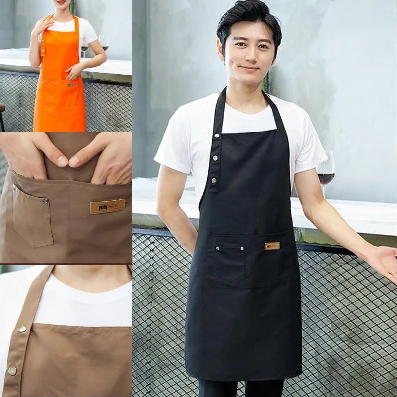 High quality fashion men's and women's waterproof apron large pocket multicolor dining room work clothes metal buckle