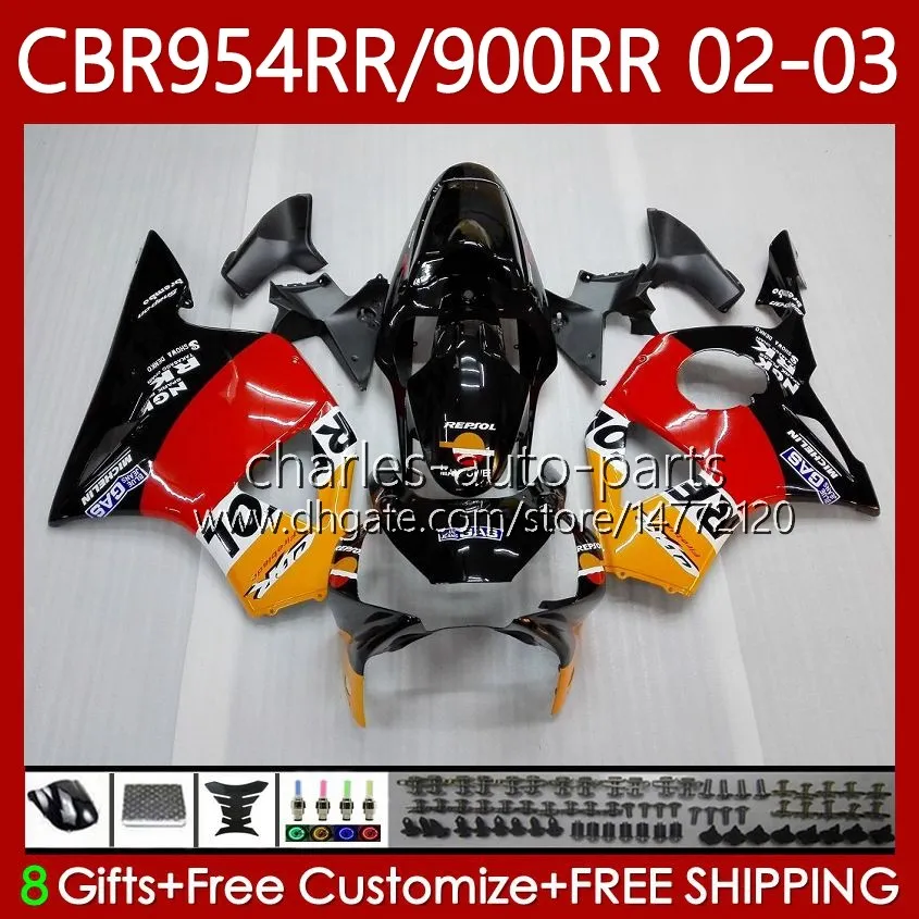 Karosserie-Kit für HONDA CBR900 CBR954 RR CBR 954 900 RR CC orange respol 2002-2003 Karosserie 61No.1 CBR954RR CBR 900RR 954RR 900CC 02 03 CBR900RR CBR954-RR 2002 2003 Verkleidungen