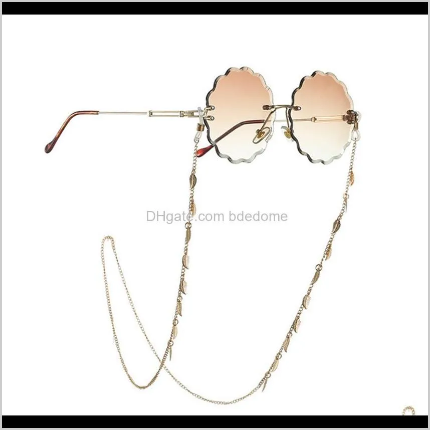 eyeglasses chain leaf pendant metal chain gold color plated silicone loops sunglass accessory women gift souvenir shop good