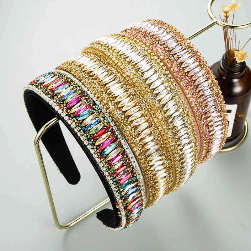 Mode Bohemen Luxe Haar Sieraden Diamante Crystal Baroque Hoofdbanden Volledige Strass Haarbanden Voor Dames Bruiloft Party