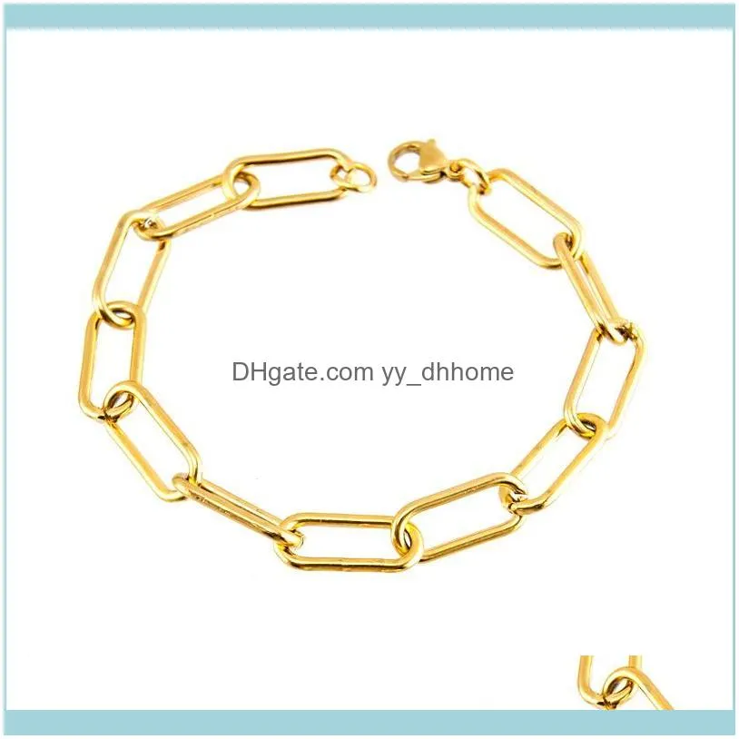 Link ، JewelryLink ، سلسلة سوار 100 ٪ من الفولاذ المقاوم للصدأ للنساء الرجال أساور قفل المعادن Pulseras Mujer Boho المجوهرات التسليم 2021 LRS