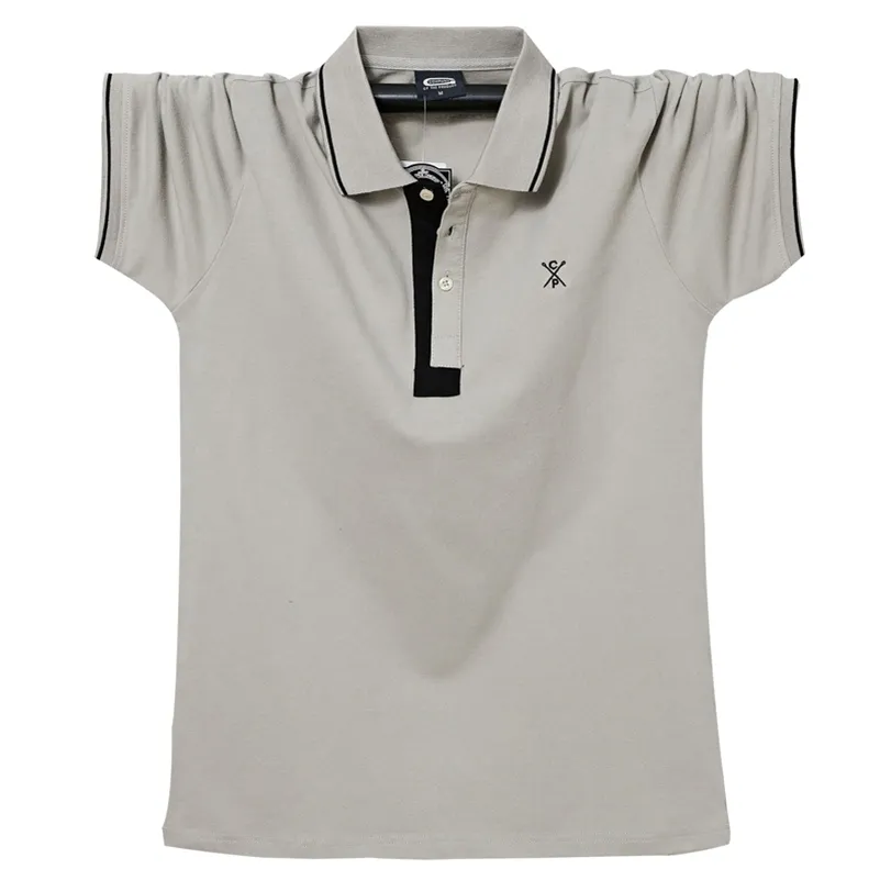 Été Hommes Polo Shirt Coton Hommes Travail D'affaires Casual Homme Polo Shirt À Manches Courtes Broderie Marque Vêtements Doux Polo Shirt 6XL 210707