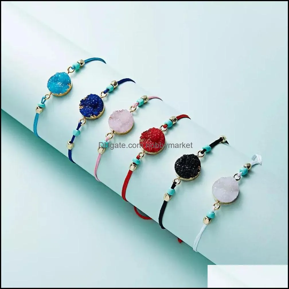 Make Wish Paper Card Hand-woven Lucky Red String Bracelet Femme Multicolor Natural Stones Bracelet for Women Friendship Jewelry