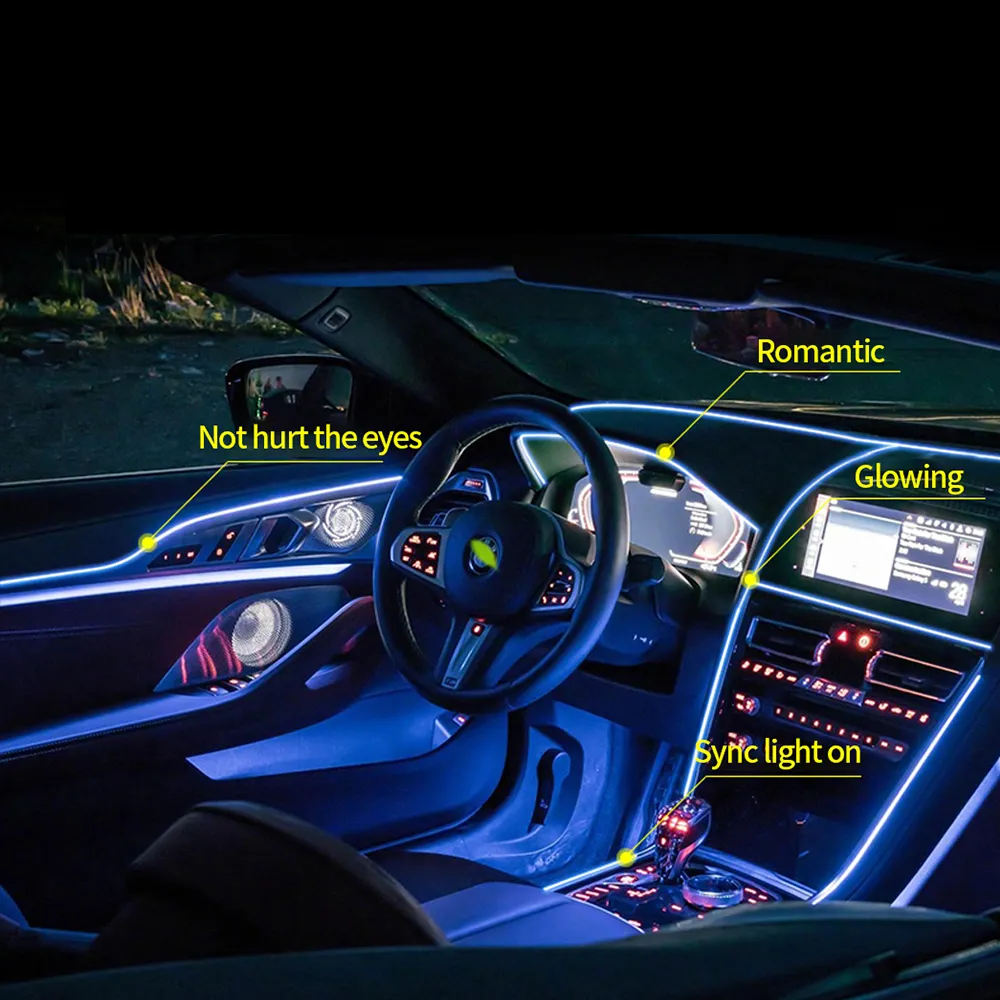 Acheter Bande de fil LED universelle pour intérieur de voiture, 2m