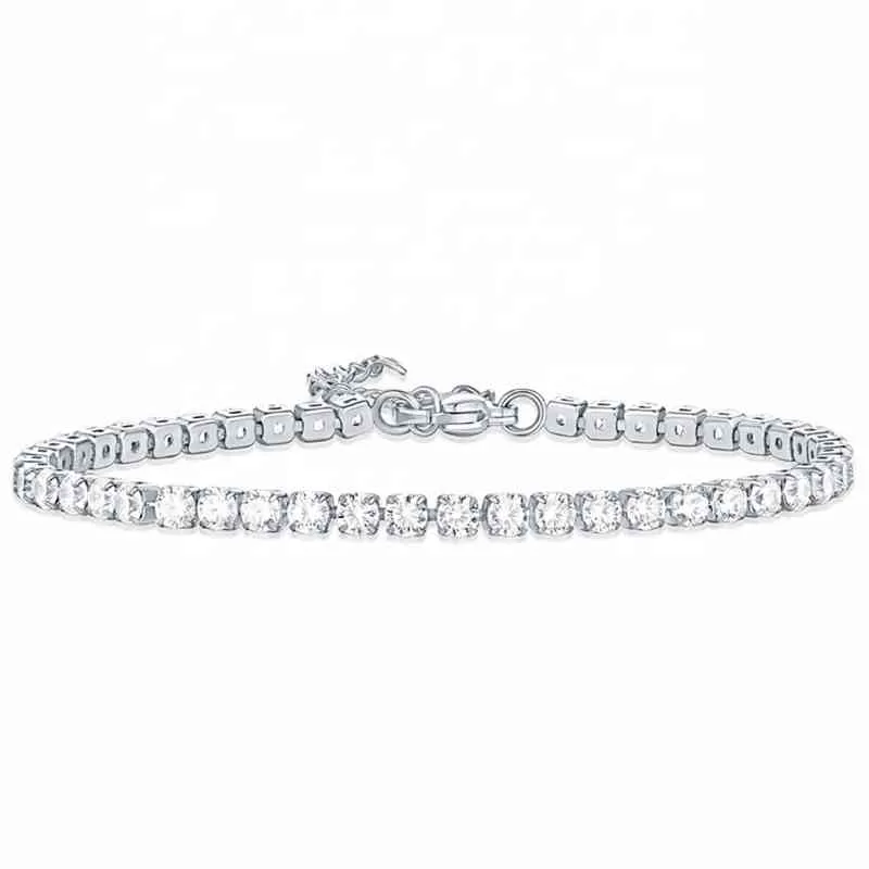 Ins Fashion Women Zircon Diamond Rhintone Bracelet Adjustable Size Stainls Steel Tennis Bracelet For Women