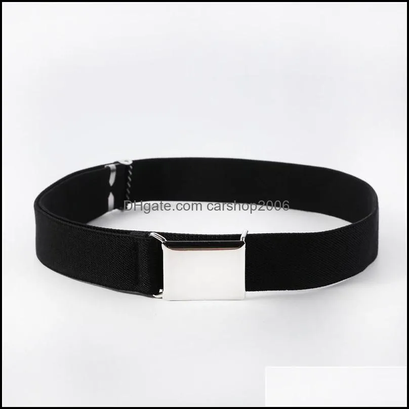 Boys and Girls Children`s Buckle Belt - Adjustable elastic children`s silver buckle belt,