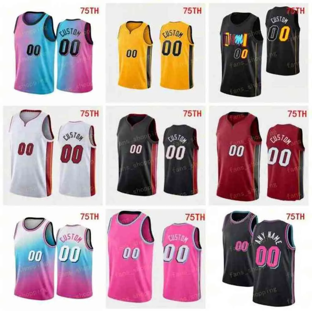 Anpassad tryckt 75th City Basketball Jerseys Jimmy 22 Butler 5 Guy Tyler 14 Herro Bam 13 Ado Dwyane 3 Wade Victor 4 Oladipo Chris 30 Sia Kyle 7 Lowry Robinson