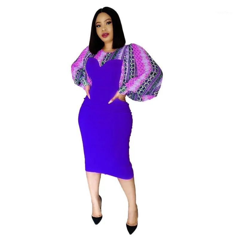 Abiti africani per le donne Taglie forti Abbigliamento africano Abito midi a maniche lunghe Autunno Party Office Ethnic