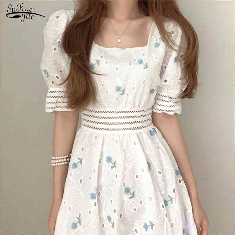 Летнее белое кружевное платье платье с коротким рукавом цветочные вышивки MIDI платье печать плюс размер шикарное платье Vestidos 14394 210518