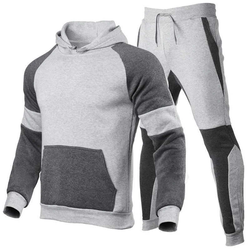 Survêtements pour hommes Survêtement pour hommes Costume de jogging Sweat à capuche à rayures latérales Ensemble homme polaire et pantalon mâle vêtements de travail Jogger vêtements de sport