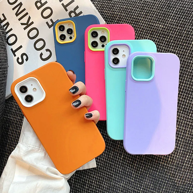 Estuches para teléfonos de varios colores Piel de silicona que se siente contraportada Protector anticaída duradero para iPhone 13 13pro max 12 12pro 11 11pro X Xs XR 7 7plus 8 8plus