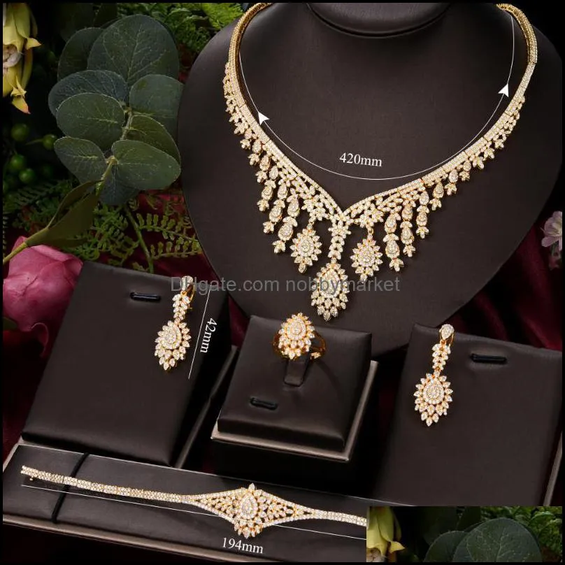 Earrings & Necklace Missvikki Luxury Gorgeous Big Jewelry Set Women Wedding Sparkly Engagement High Quality