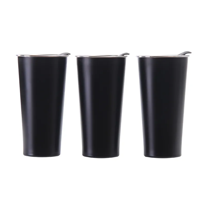 500ml 17oz Black Double Wall Tumblers Stainless Steel Insulated Thermal Car Mugs Office Warm and Cold Coffee Cups Household Drinkware Beer Cup