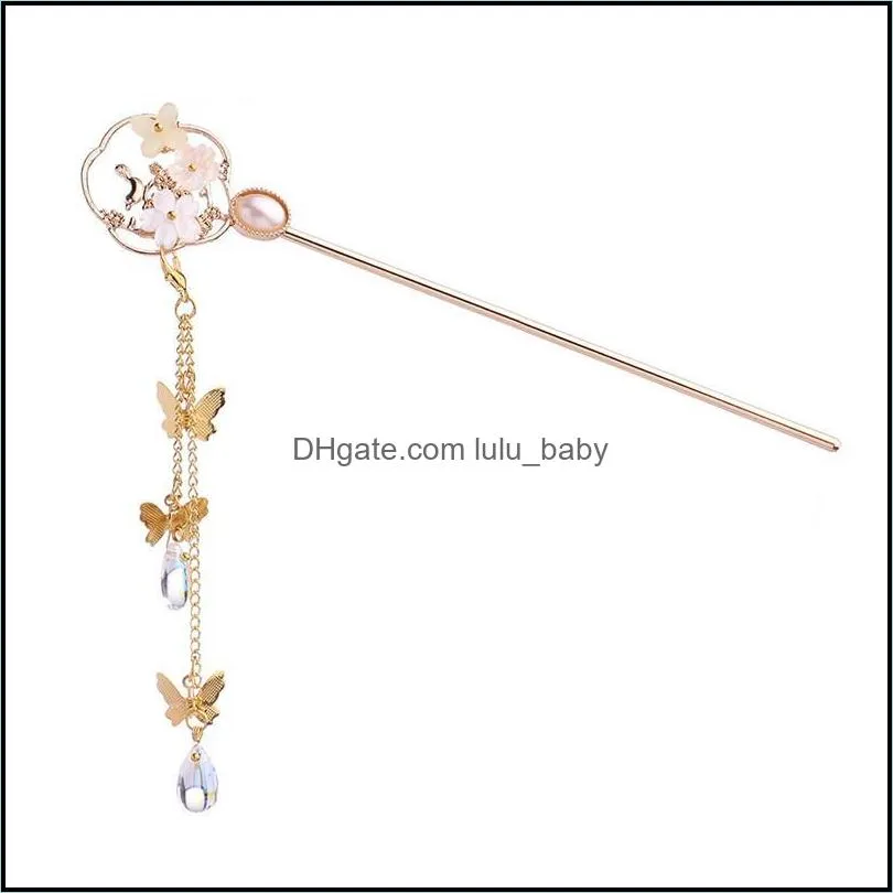 Hair Clips & Barrettes Vintage Tassel Hairpin Stepping With Flower Pearl Sticks For Women Wedding Headpiece Accessories Bride Jewelry