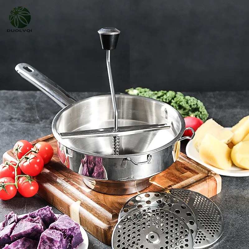 Duolvqi Pommes de terre Masher Puissance Purée de légumes Purée Puissance Outil En Acier Inoxydable Meuleuse Fruits Food Mashing Accessios de Cocina 210319