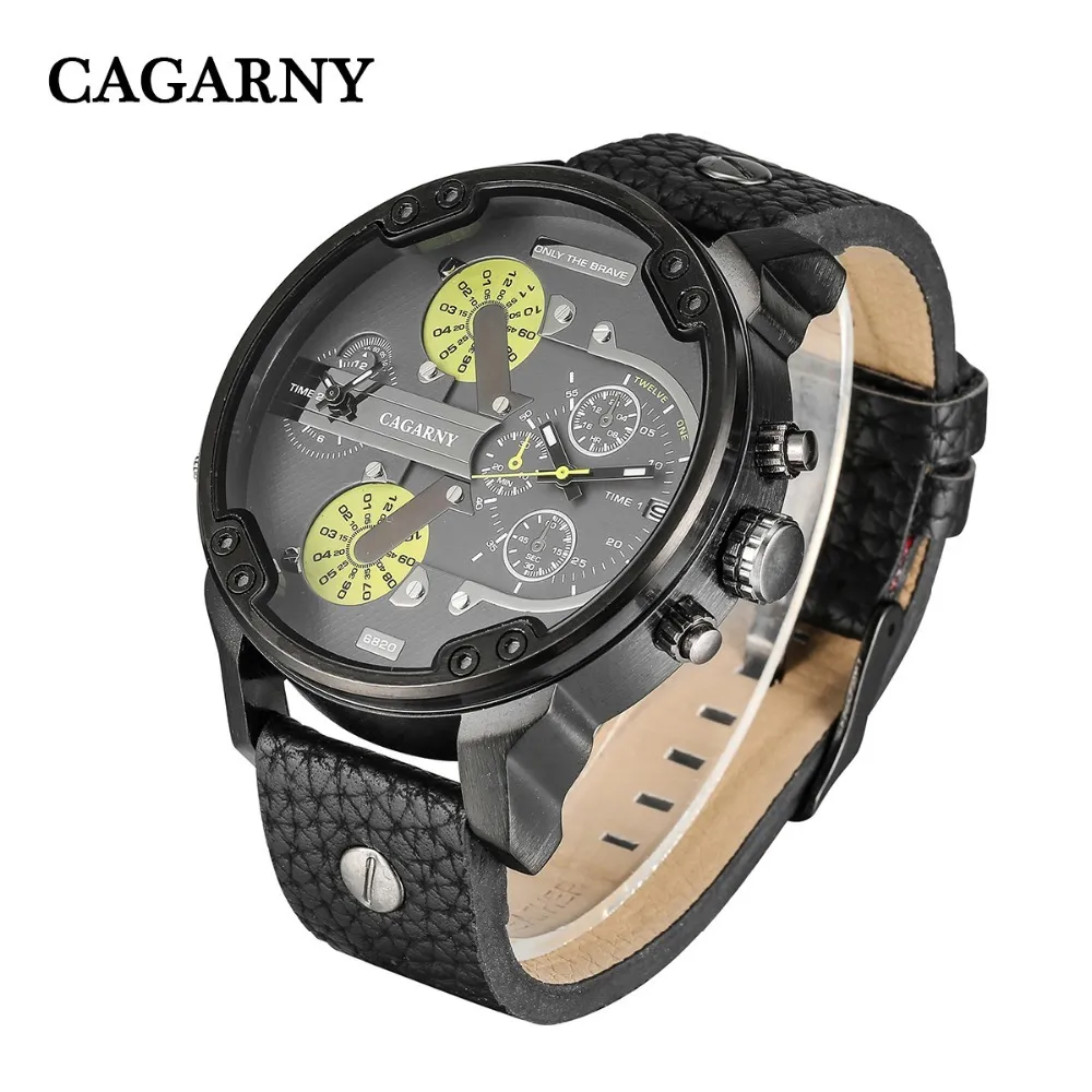 2019 drop shipping top luxury brand cagarny mens watches leather strap big case gold black silver dz military Relogio Masculino male clock man hour (33)