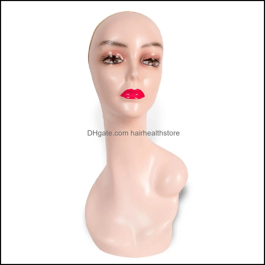 Female Head Model Manikin Mannequin Wig Scarf Glasses Hat Cap Display Stand Wig Stand Durable with Expression Lightw