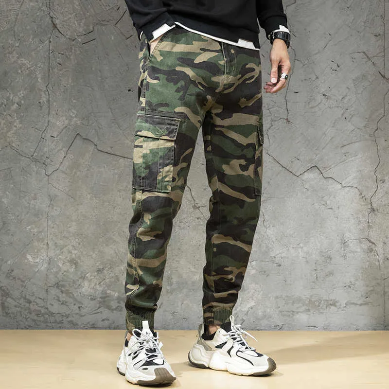 Ly Designer Mode Hommes Jeans Coupe Ample Grande Poche Pantalon Cargo Décontracté Camouflage Pantalon Large Jambe Streetwear Hip Hop Joggers