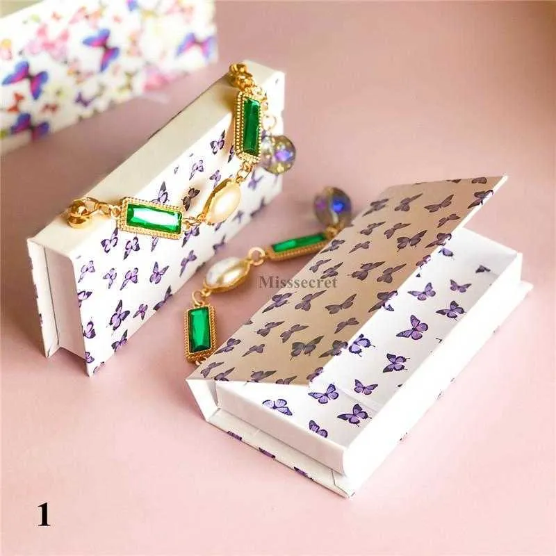 Newest Butterfly Design Mink Eyelash Box Bracelet Magnetic Case for Natural False Eyelashes Dramatic Fluffy 25mm Lashes Rectangle Packaging Boxes