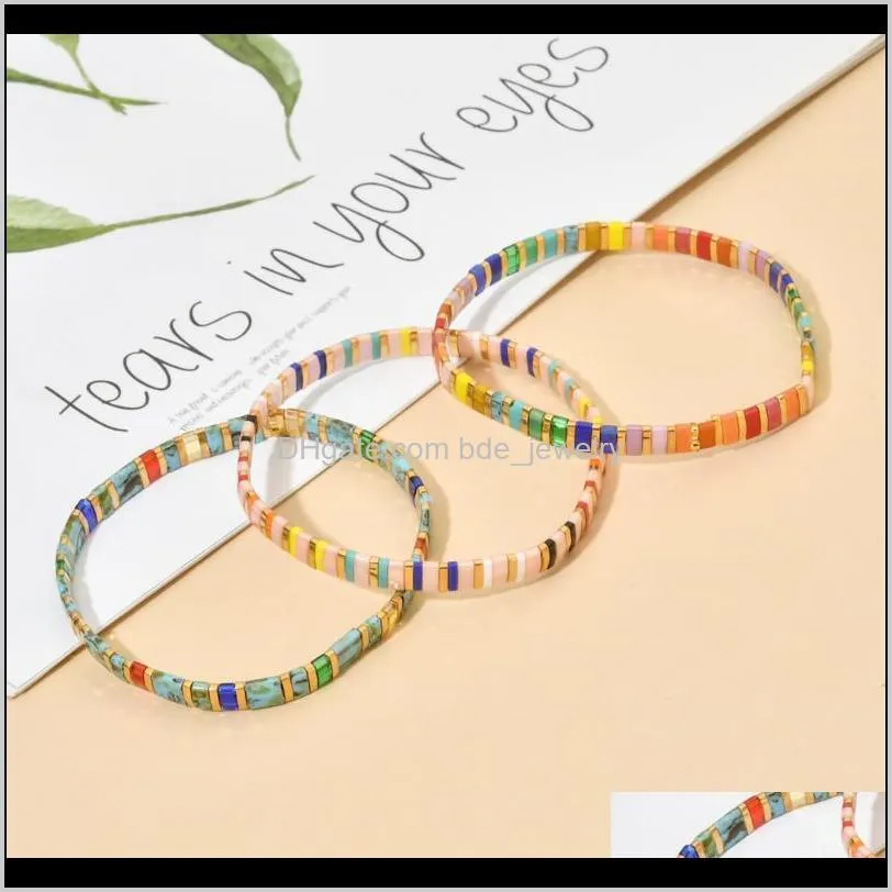 5pcs/lots random sets mixed colorful tila beads bracelets for women miyuki bracelet rainbow gift boho summer pulseras mujer
