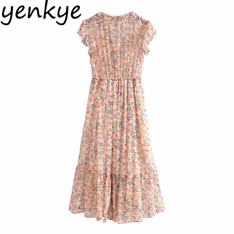 Elegant Women Floral Midi Dress V Neck Short Sleeve... From Handsome_mans,  $27.47 In Bulk | DHgate.Com