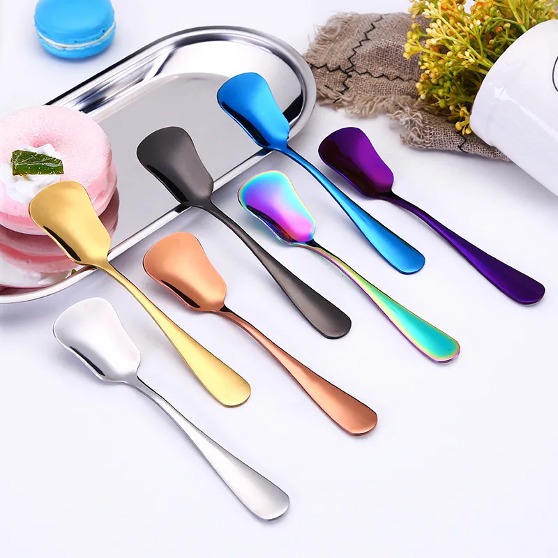 Utensils Ice Cream Spoons Stainless Steel Plated Dessert Scoop Coffee Stirring Spoon 140 Z2