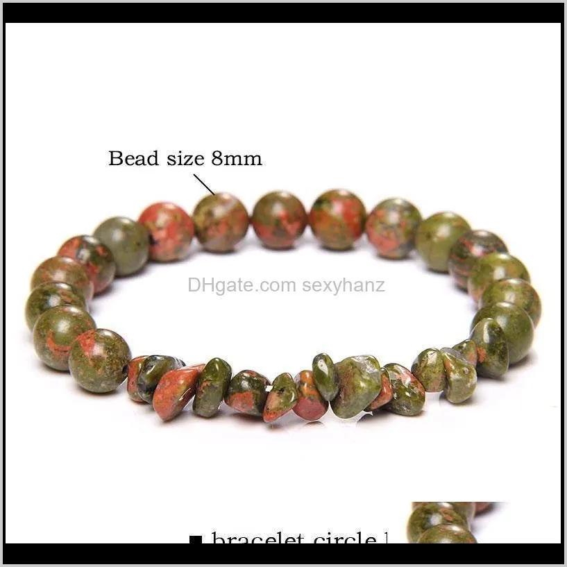 natural stone unakite lapis turquoises beads bracelet irregular gem chips beaded charm elastic for women men gift beaded, strands