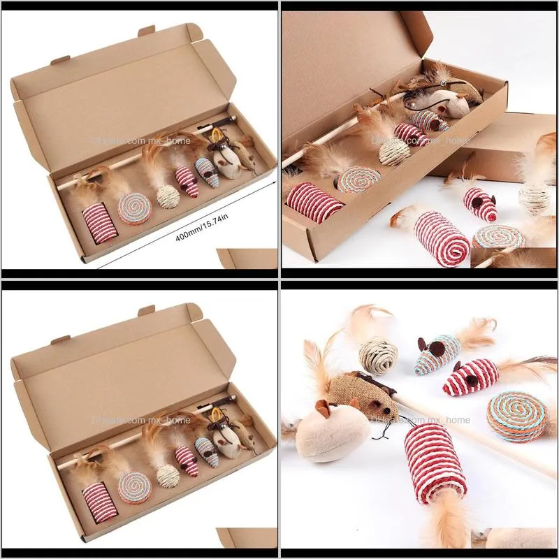 7pcs simulation mouse cat toy cat stick set scratch bite resistance interactive mouse toy funny toys gift box