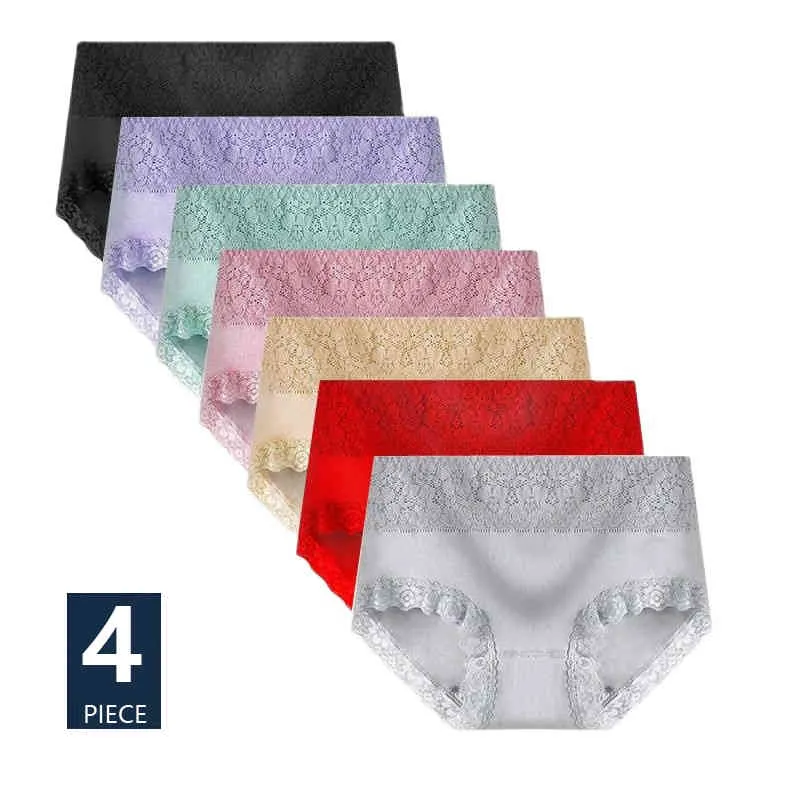 4 pieces Women's Cotton Briefs Underwear, Ladies High Waist