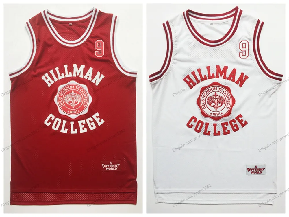 Skicka från US Wayne 9 Hillman College Theatre Basketball Jersey All Sydd herrfilmtröjor Vit röd storlek S-3XL toppkvalitet