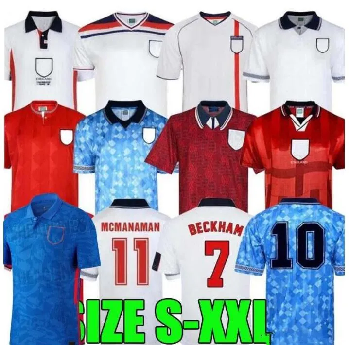 Retro England Soccer Jersey: 1982, 1990, 1994, 1998, 2002 Football