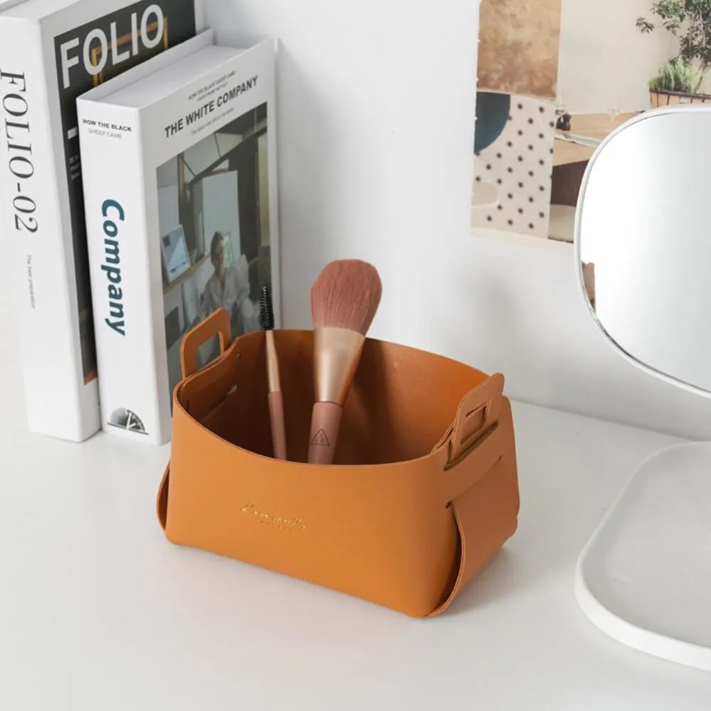Nordic ins leather desktop storage basket living room bedroom sundries small storage box new