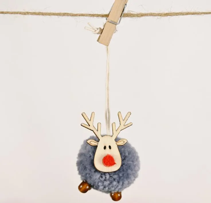 Xmas doll decoration creative felt deer pendant Christmas tree fawn dolls pendants gift Children`s holiday gifts Cute little accessories SN4141