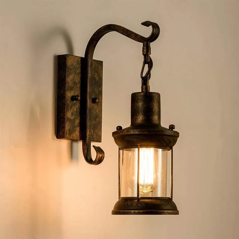 Wall Lamp American Vintage Light Industrial Lighting Retro Metal Indoor Home Restaurant Lights Fixture Glass Shade Cover