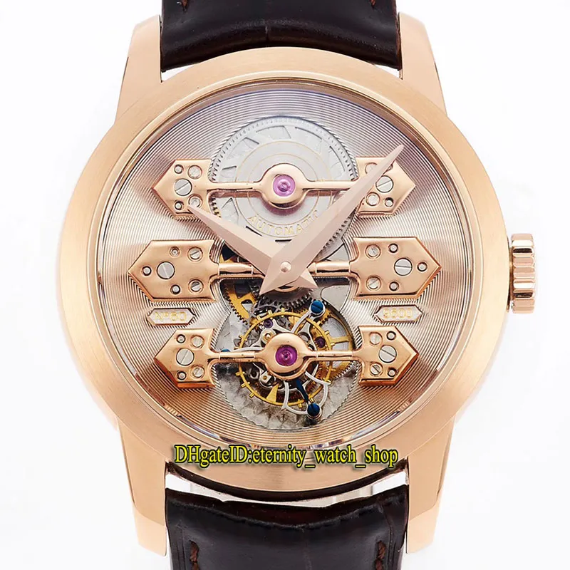 2022 RMF 99193B52H00A-BA6A Echte Tourbillon-Automatik-Herrenuhr, Skelett-Zifferblatt, Saphirglas, 18-karätiges Roségoldgehäuse, BRAUNES Lederarmband, Super Edition Eternity-Uhren