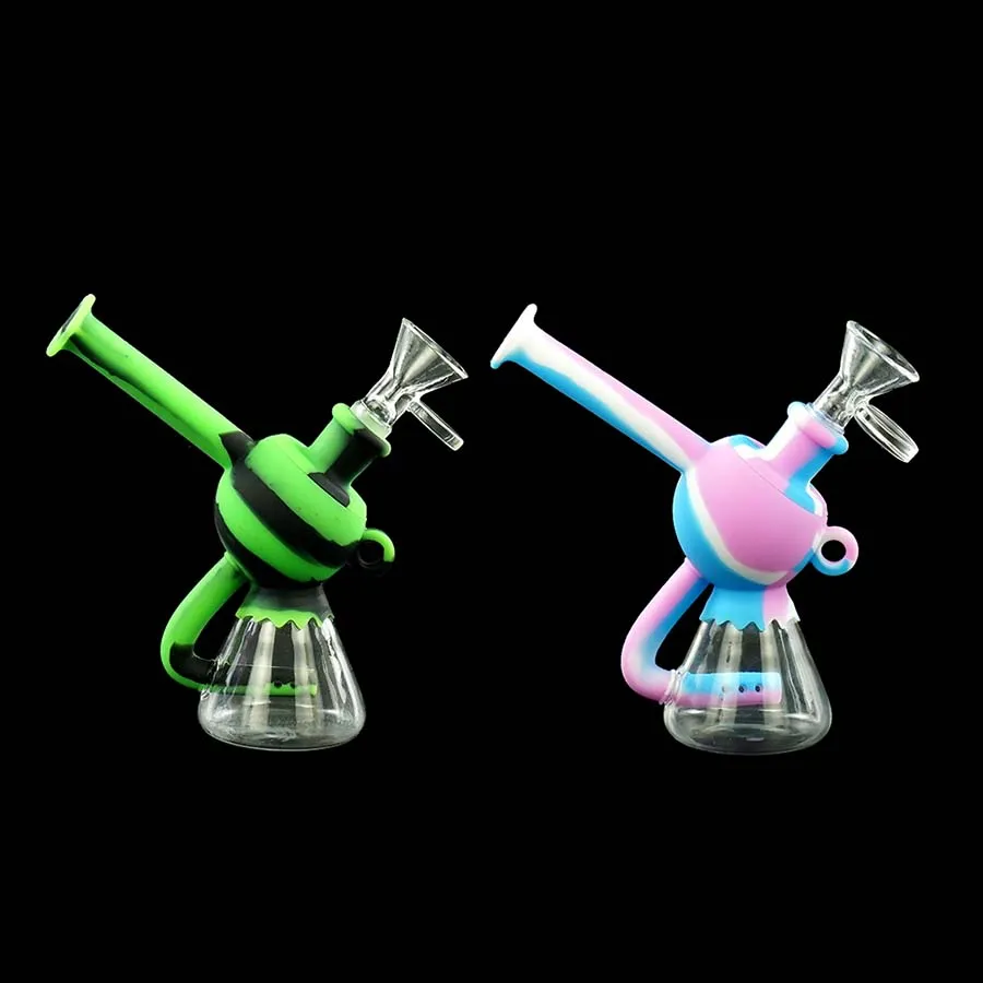 5.3INCH Glas Bong Hookahs Rökning Vattenrör Olje Rigar Rör Silikon Bongs Tobaksbubblor