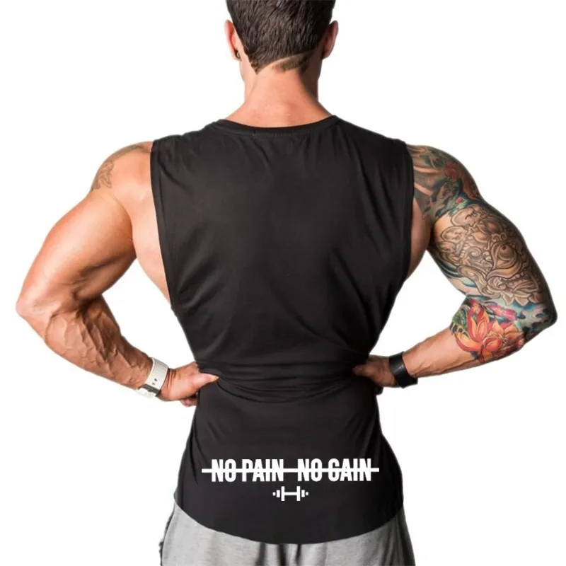 Ny sommar bomull ärmlös tröjor Tank Topp Män Fitness Skjorta Mens Singlet Bodybuilding Workout Gym Vest Fitness Men 210421