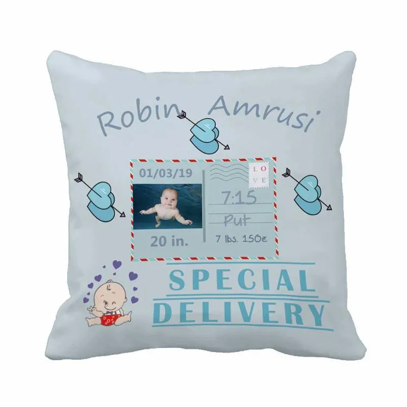 Personnalisé coeur pépinière Po enfant bleu bébé jeter taie d'oreiller doux maison coussin décoratif canapé par LVSURE Store coussin/décoratif