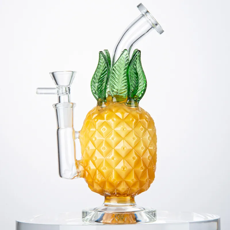 Gros Ananas En Verre Bong Narguilé Recycleur 5mm D'épaisseur Barboteur Conduites D'eau Plates-formes Pétrolières Dab Rig 7 Pouces Fumer Accessoires Bongs Avec Entonnoir Bol Tuyau WP2194