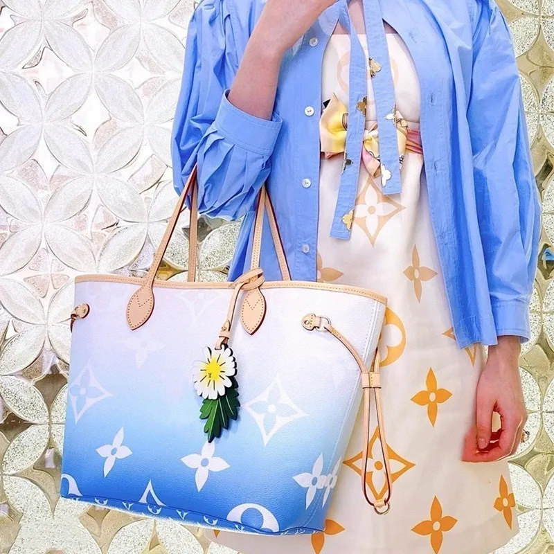 Cowhide Onthego 2pcs Gradient Shoulder Bags Lady Luxurys Designers Handbags Purses Women