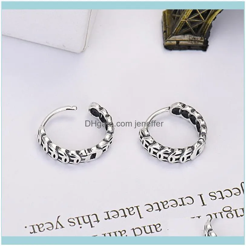 Factory5903 women`s Silver Men`s 925 Sterling French Coin earrings, autumn and winter versatile Earrings