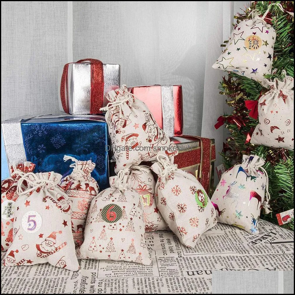 Tree hanging small cloth bag Christmas bag advent calendar gift bag Christmas decorations loved by the children CCA8169