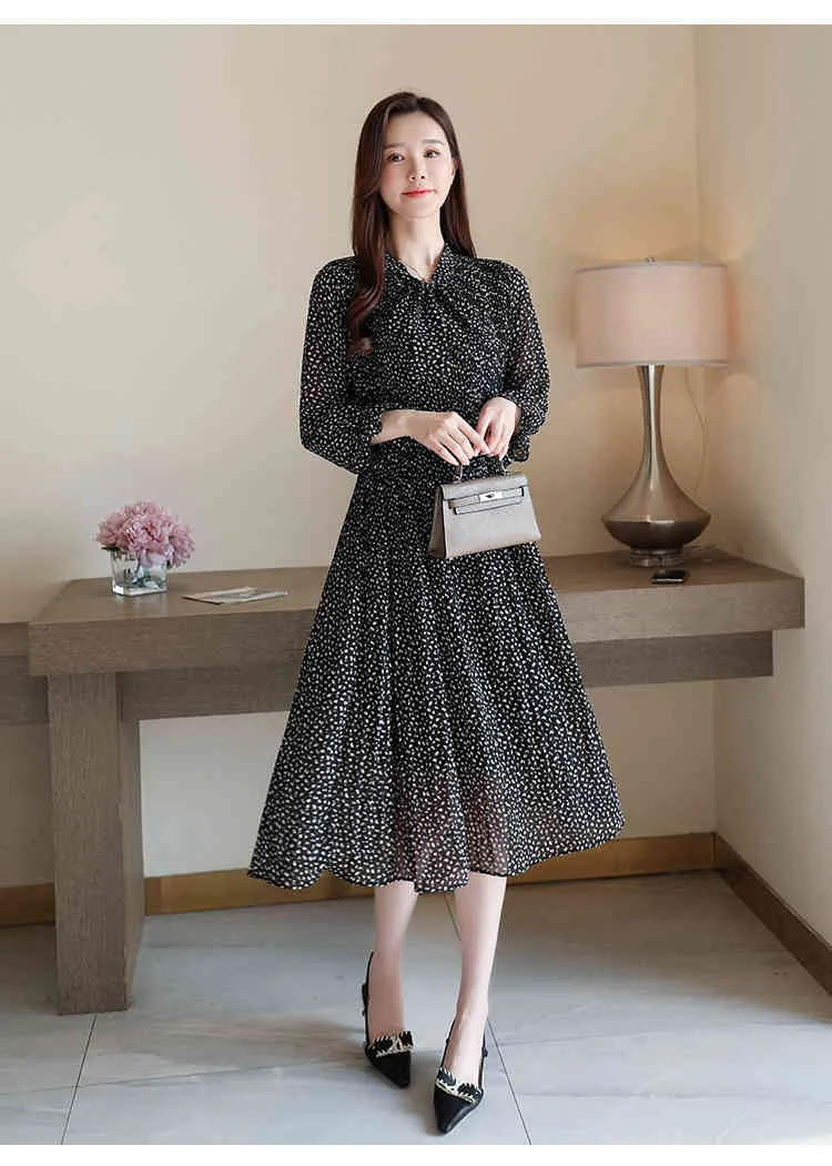 Korean Fashion Long Sleeve Shirt maxi dress with Turndown