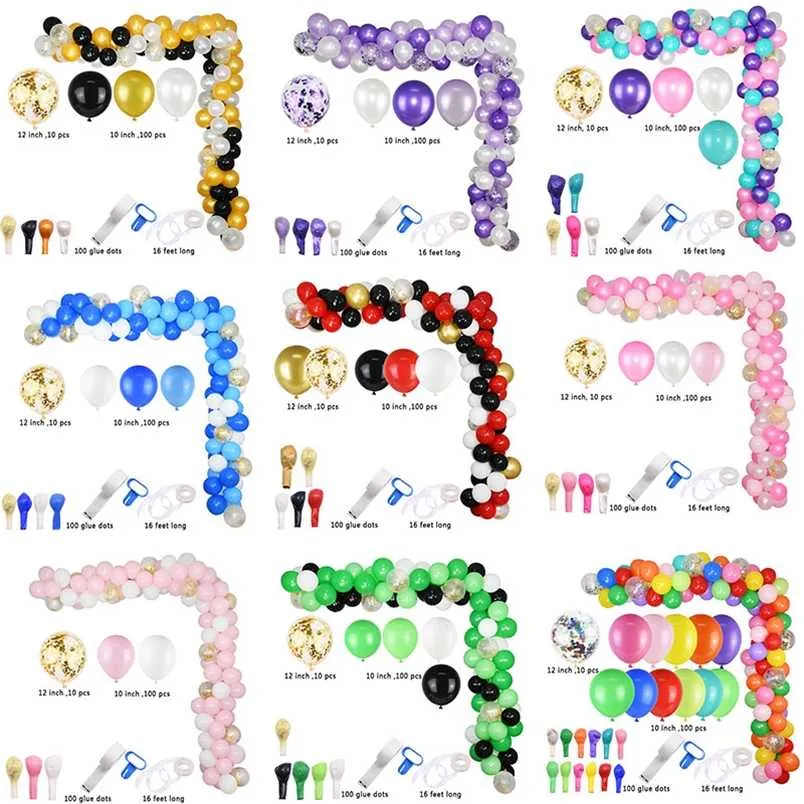 113 sztuk Balon Arch Garland Kit Multicolor Macaron Balony Arch Girlandy DIY Ślub Birthday Party Decoration Ballons Garland 211216