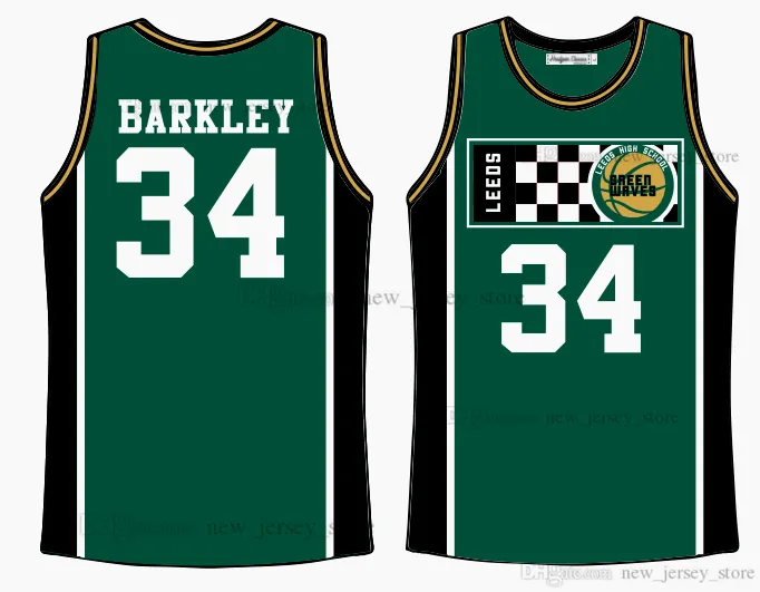 Collège 34 # CHARLES BARKLEY ALTERNATE HIGH SCHOOL BASKETBALL JERSEY Custom DIY Design Stitched Movie Basketball Jerseys